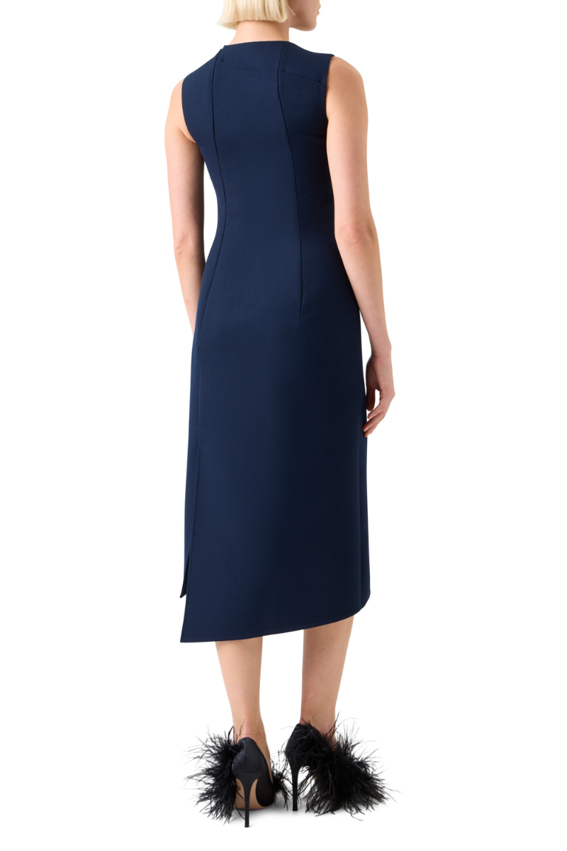 Feather Trim Double-Face Sheath Dress-Akris-Boyds Philadelphia