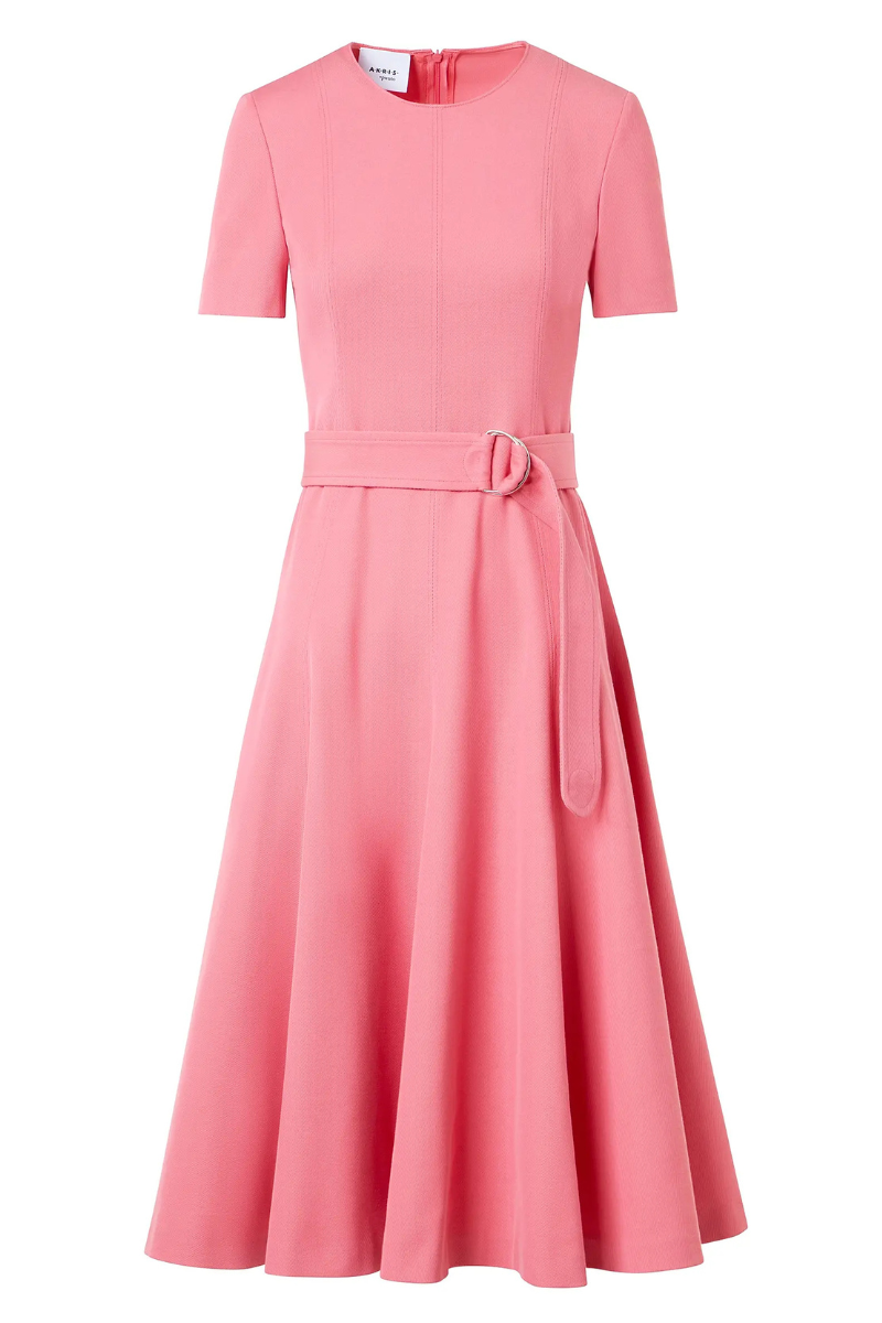 knee length dresses for ladies Simona Halter Neck Midi Dress / Blush Pink | Meshki