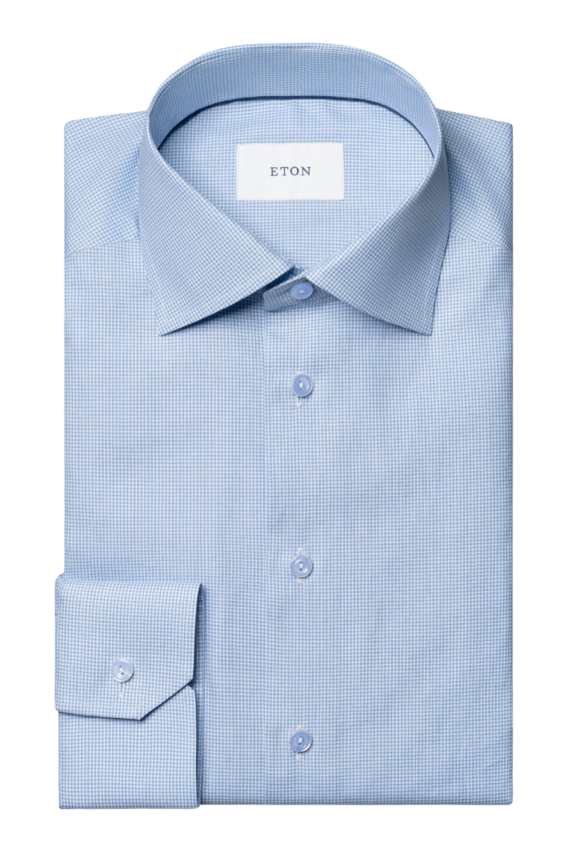 Eton Men's Slim Fit Check Shirt - Blue - Size 17.5R Eton Men's Slim Fit Check Shirt - Blue - Size 17.5R