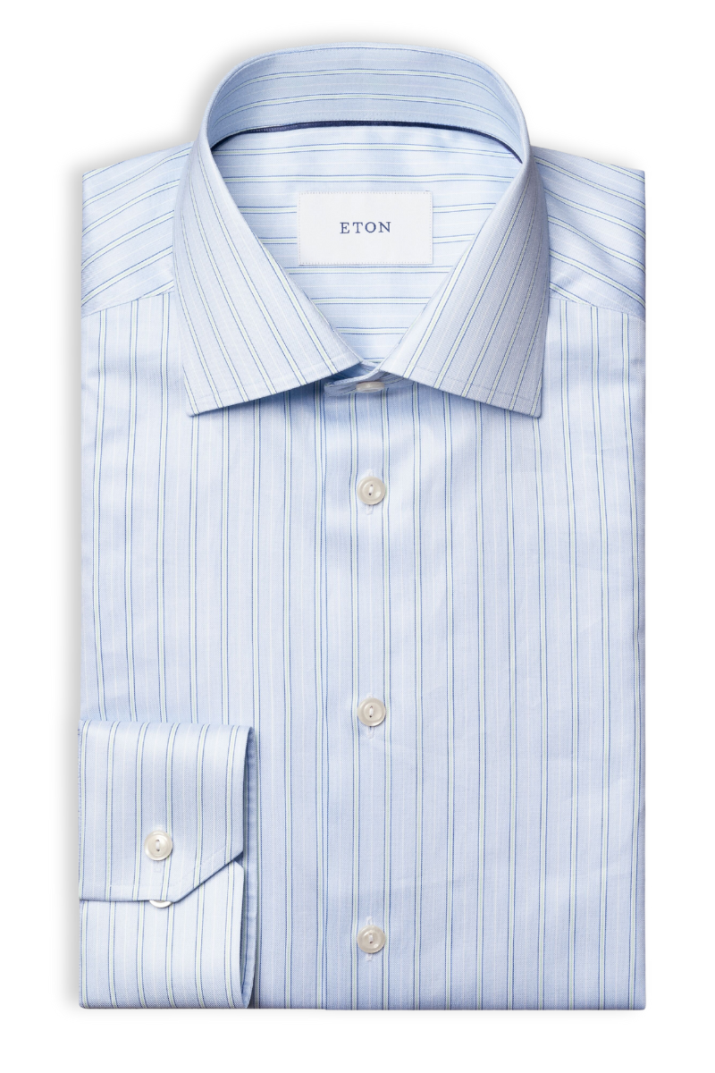 eton dress shirts Shirt Mens 16 41 Solid Blue Button Up Contemporary Fit Contrast $295 lasting sharp look Dress Shirt-Maker Eton on How