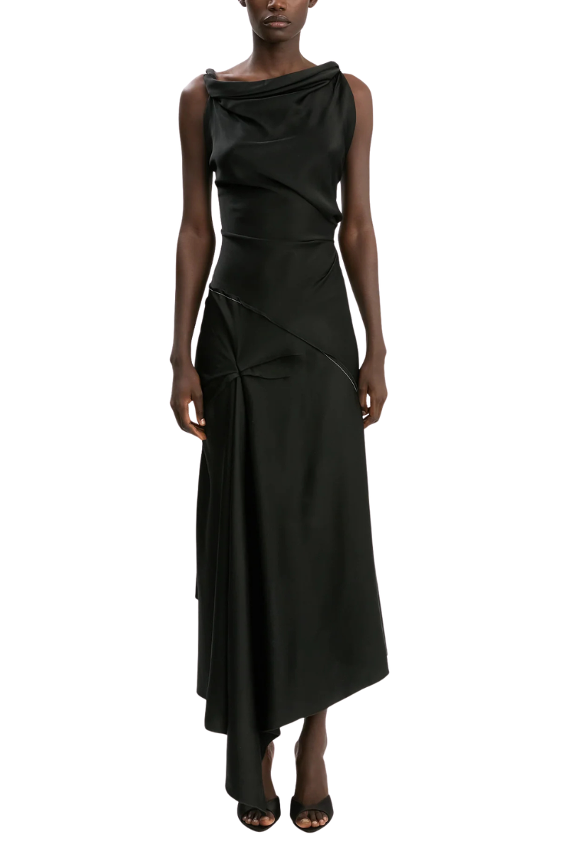Posy Midi Dress In Black-4