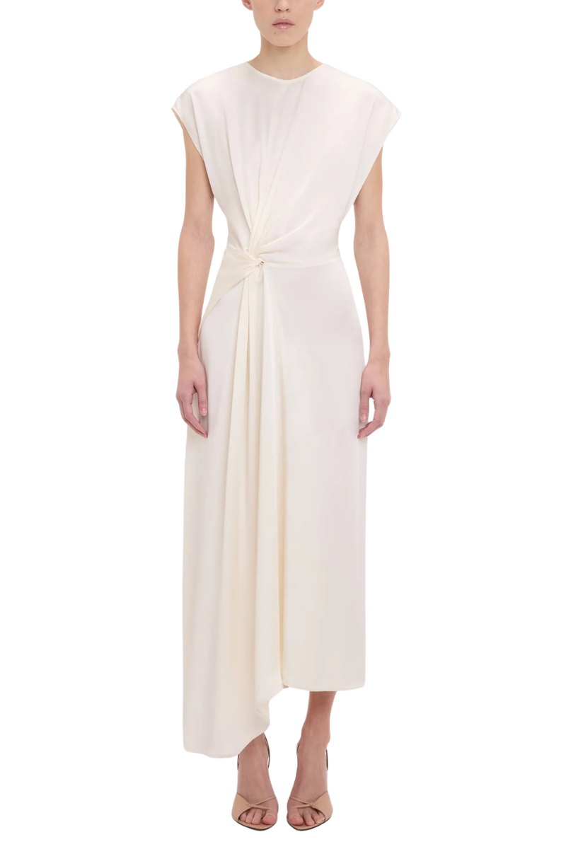 Victoria Beckham Aria Midi Dress In Ivory - 8