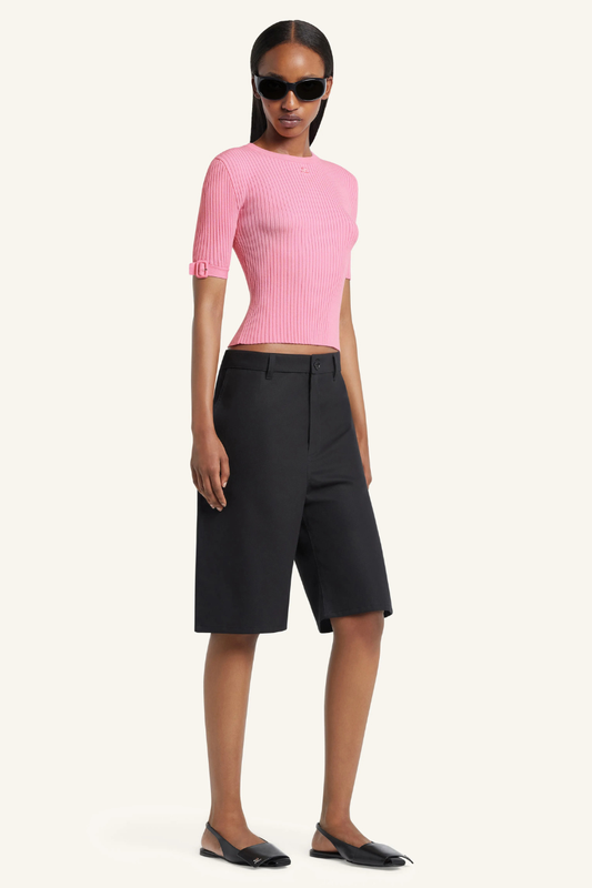 Buckle Rib Knit T-Shirt-Courrèges-Boyds Philadelphia