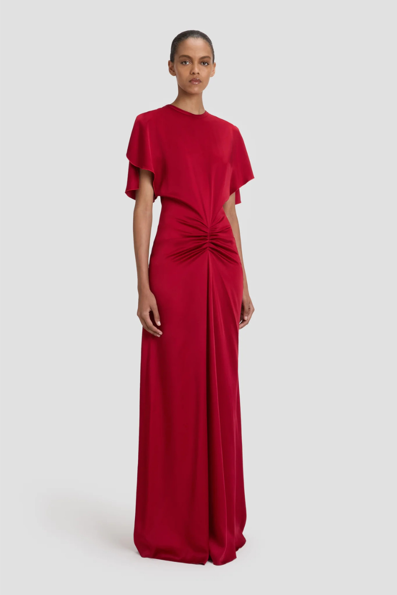 Gathered Waist Floor-Length Dress-Victoria Beckham-Boyds Philadelphia