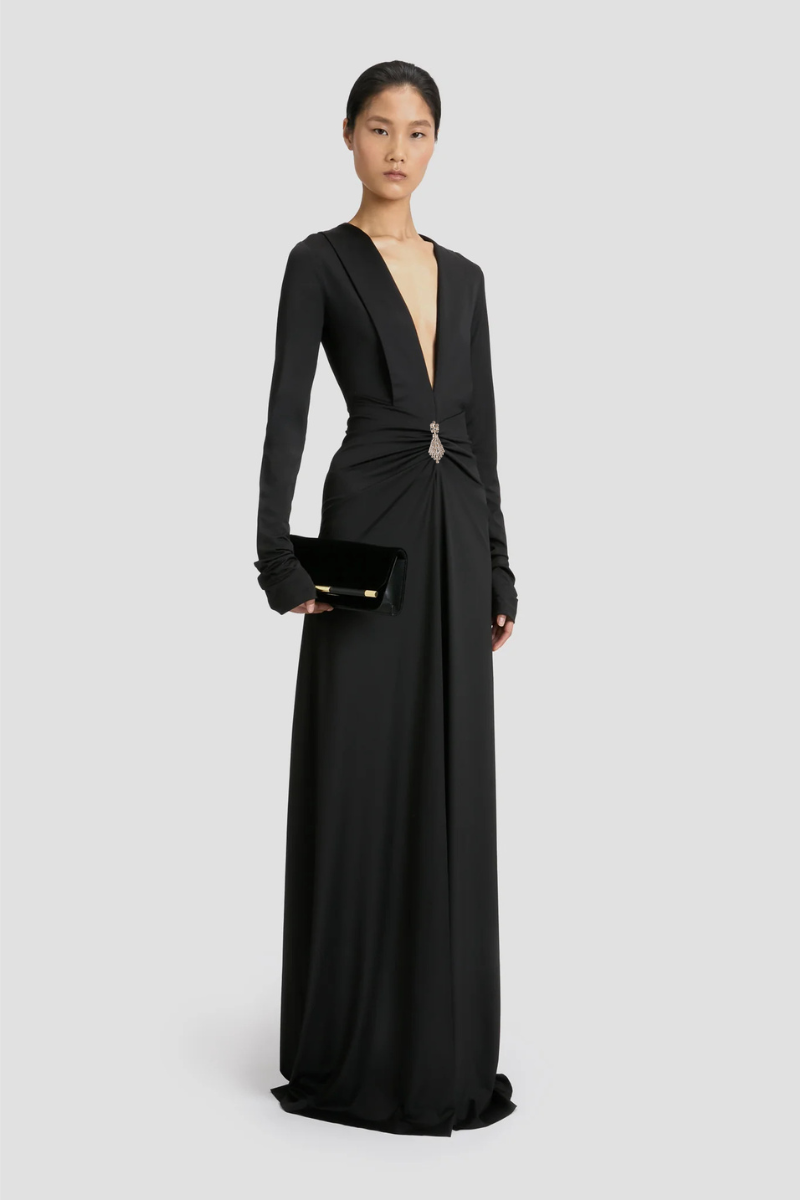 Embellished Deep V-Neck Gown-Victoria Beckham-Boyds Philadelphia