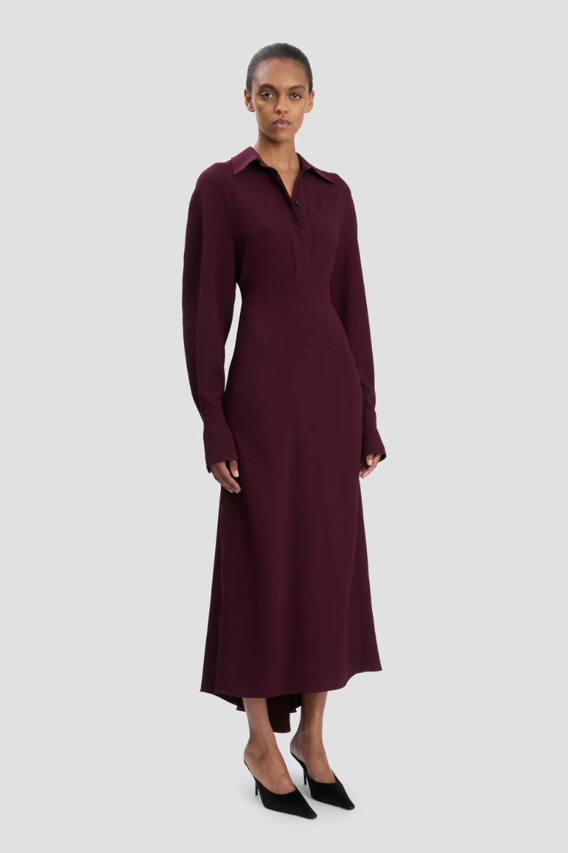 Polo Collar Midi Dress-Victoria Beckham-Boyds Philadelphia