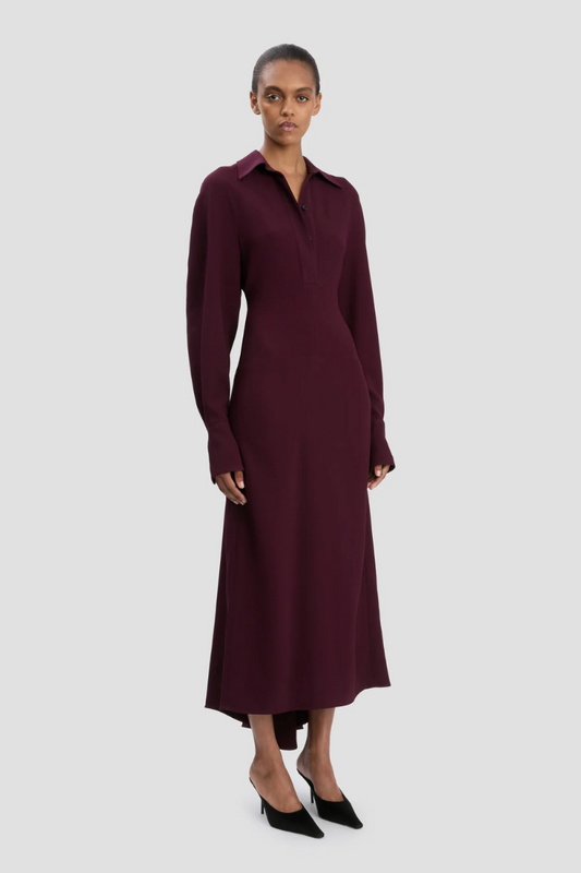 Polo Collar Midi Dress-Victoria Beckham-Boyds Philadelphia