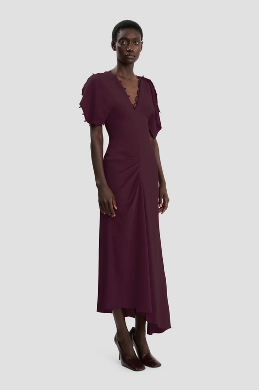 Rouleaux Detail Midi Dress-Victoria Beckham-Boyds Philadelphia