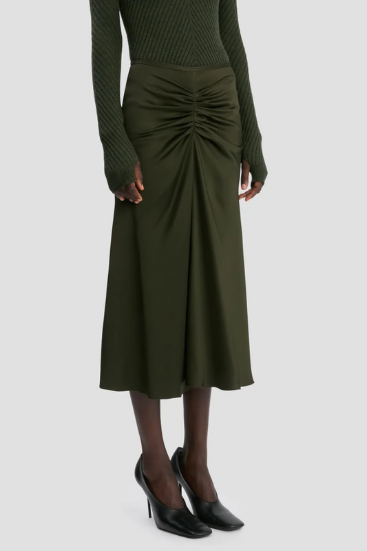 Gathered Waist Midi Skirt-Victoria Beckham-Boyds Philadelphia