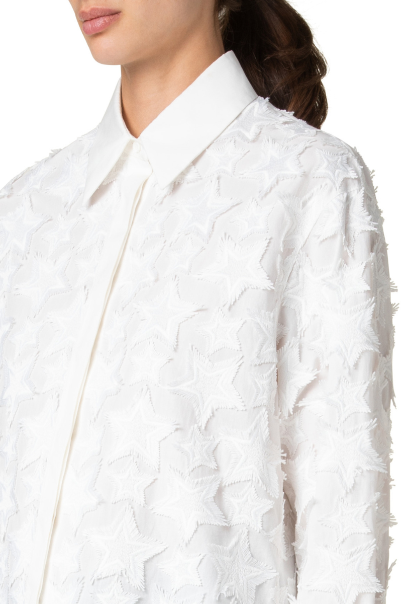 3D Star Embroidered Blouse-Akris Punto-Boyds Philadelphia