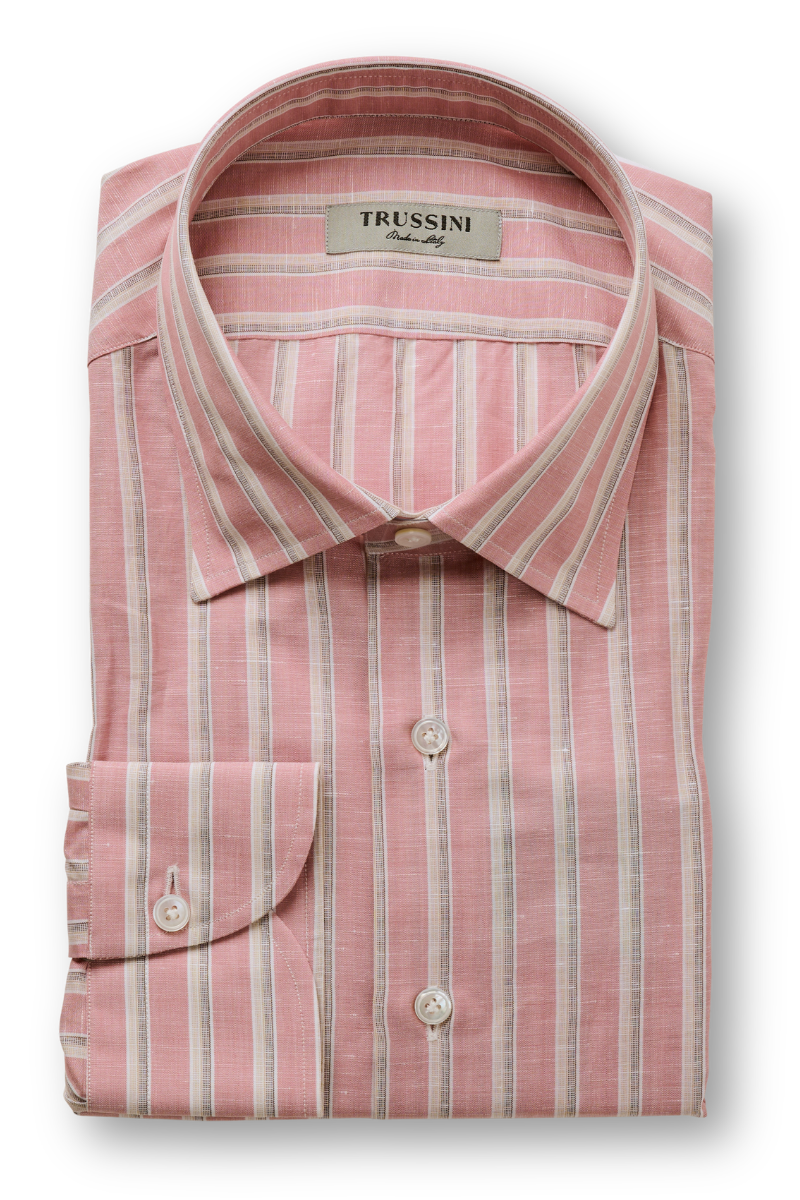 Striped Sport Shirt, SALMON / XL