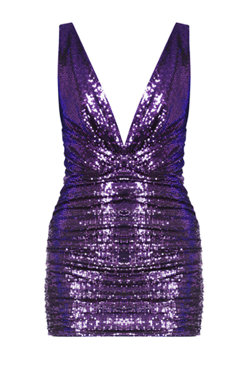 Deep V-Neck Mini Dress, Cyclamen / 4 Deep V-Neck Mini Dress, Cyclamen / 4