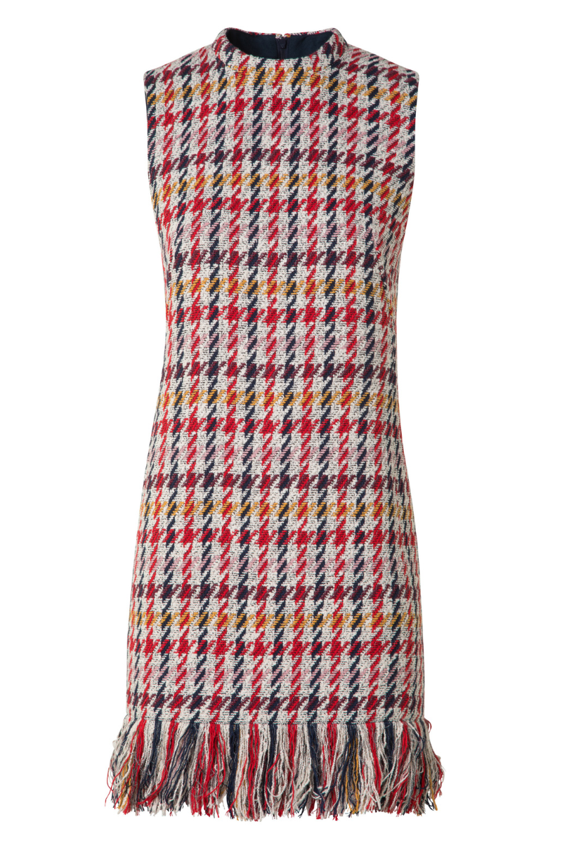 Fringed Tweed Sheath Dress-Akris Punto-Boyds Philadelphia