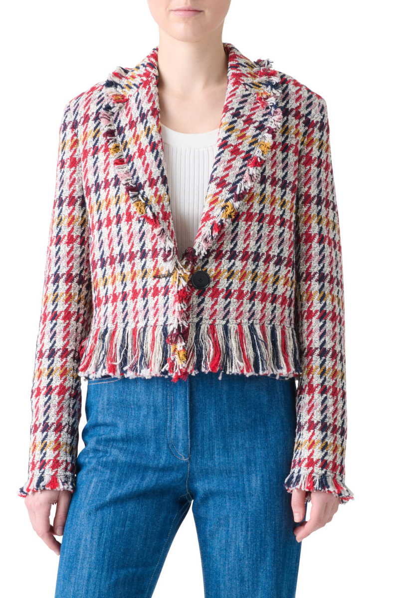Fringed Tweed Jacket-Akris Punto-Boyds Philadelphia