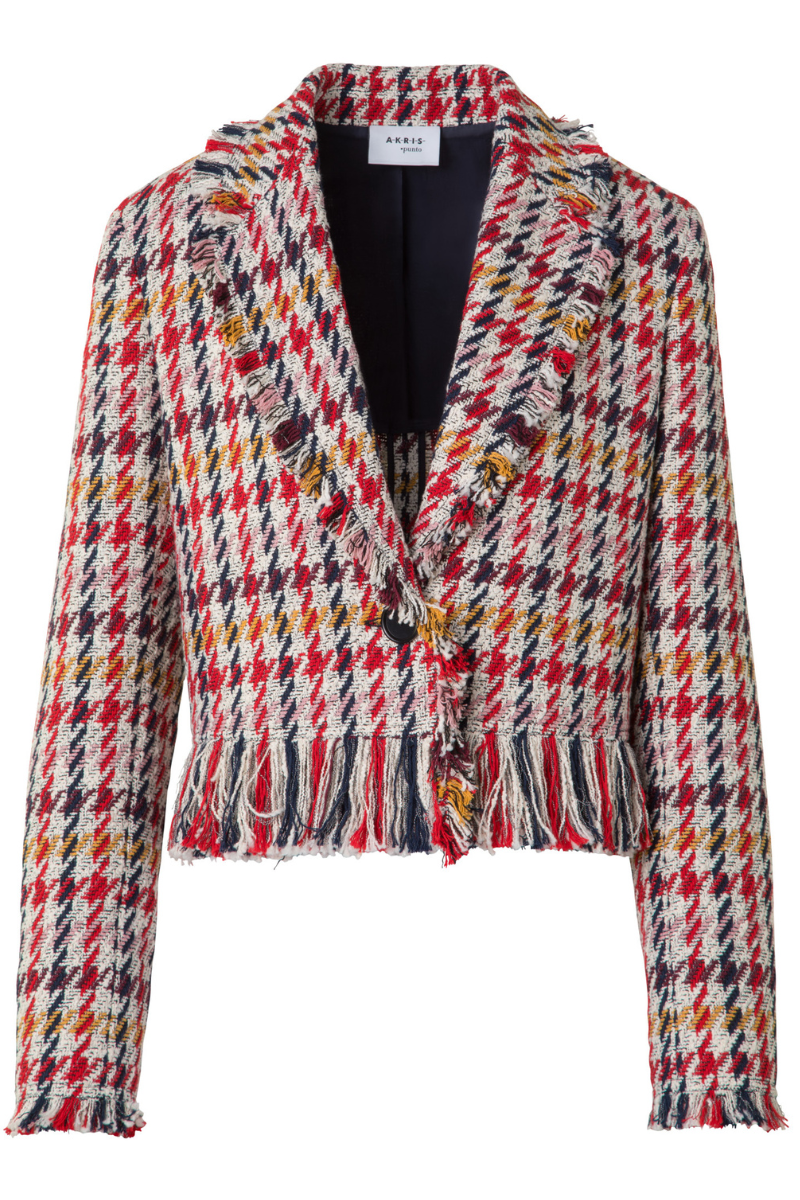 Fringed Tweed Jacket-Akris Punto-Boyds Philadelphia