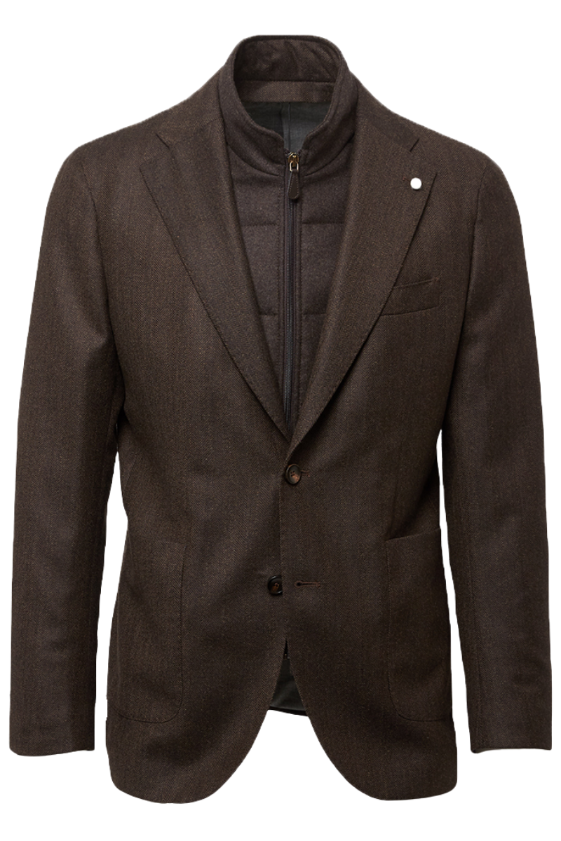 Brown Chevron Convertible Jacket-Luigi Bianchi-Boyds Philadelphia