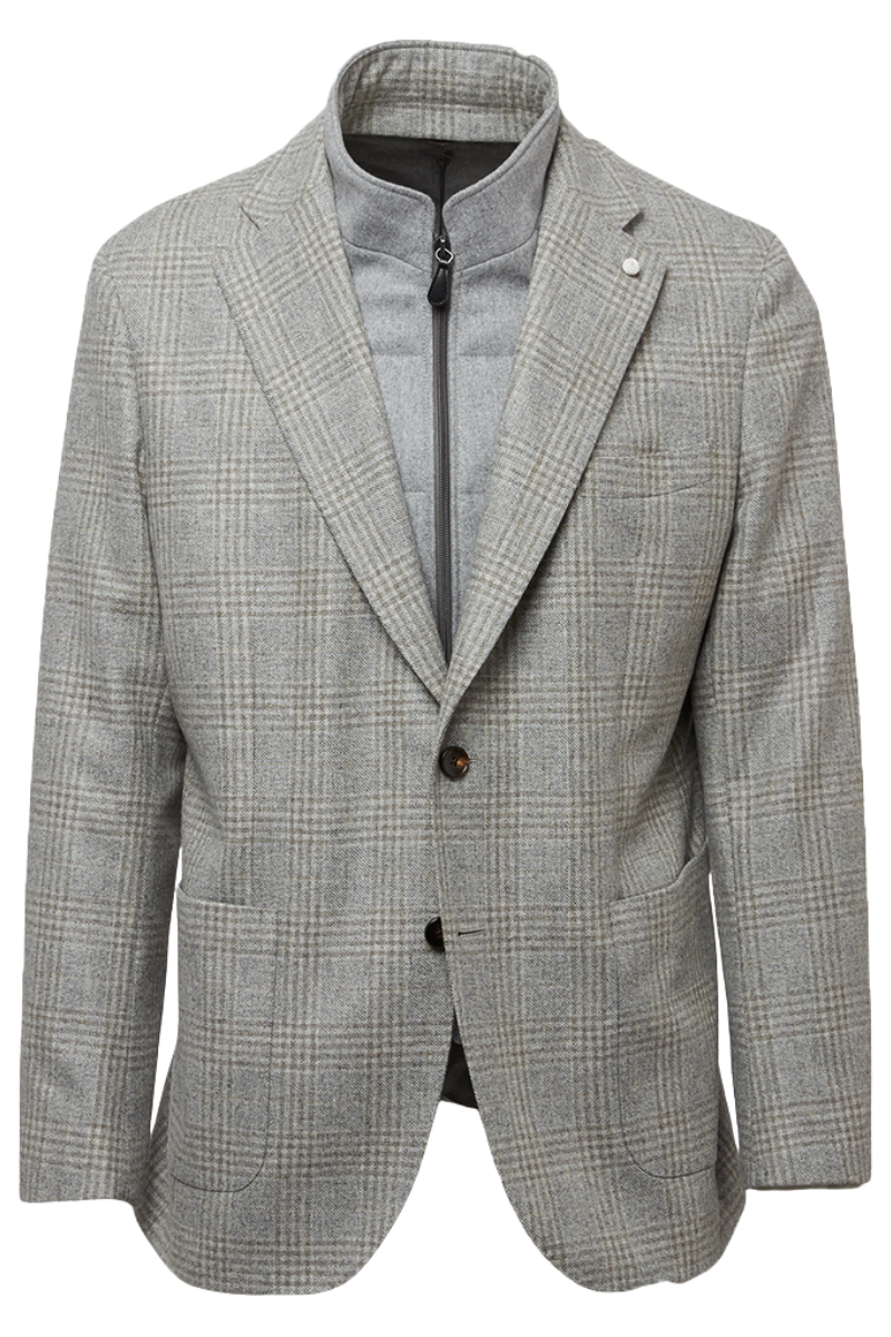 Grey Plaid Convertible Jacket-Luigi Bianchi-Boyds Philadelphia