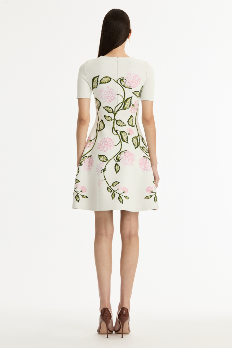Porcelain Flower Jacquard Dress-Oscar de la Renta-Boyds Philadelphia