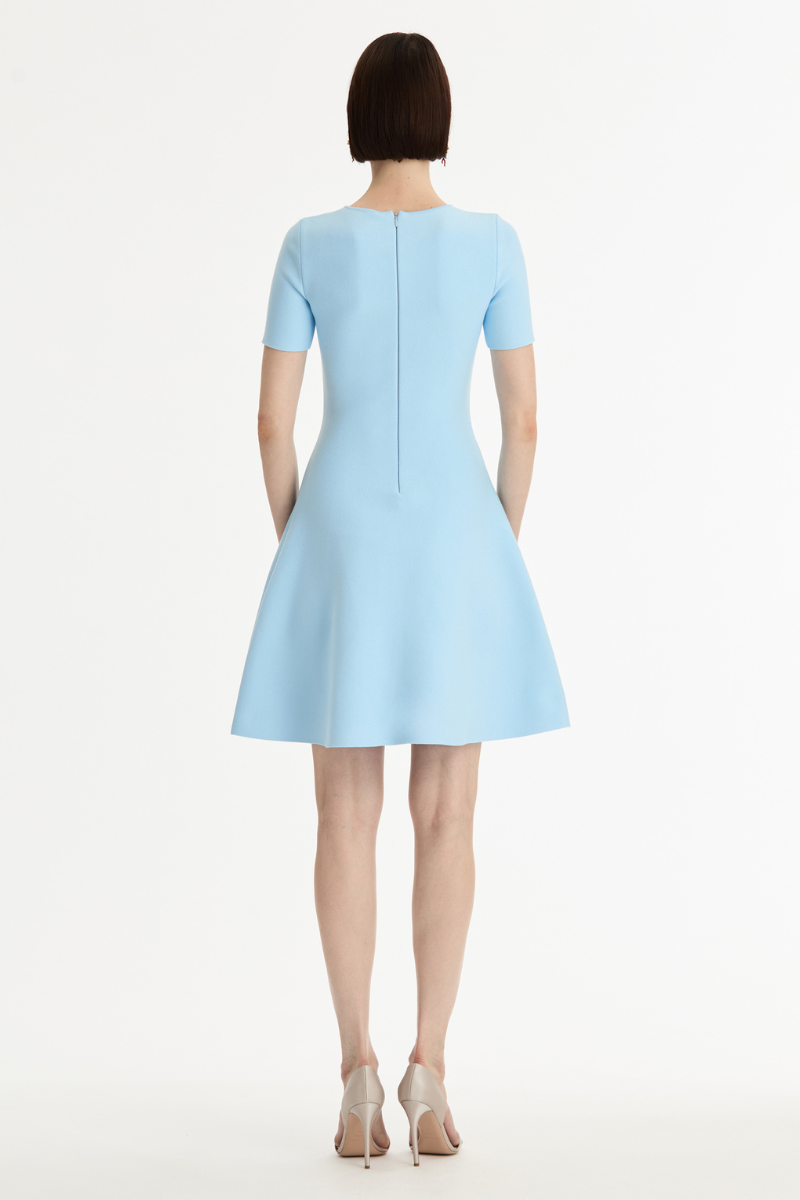 Porcelain Flower Appliqué Dress-Oscar de la Renta-Boyds Philadelphia