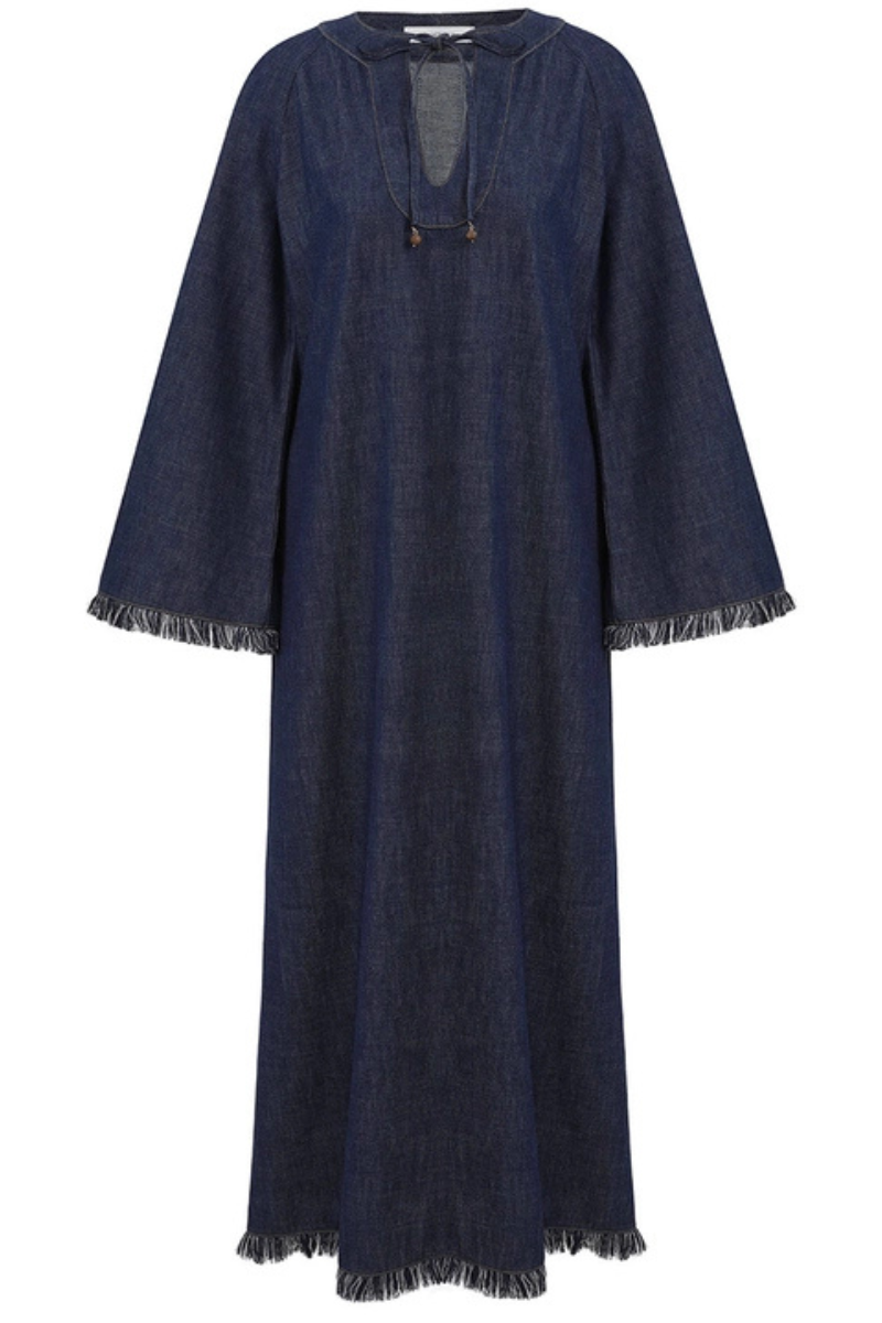 Rhiannon Fringe Denim Dress-ZIMMERMANN-Boyds Philadelphia