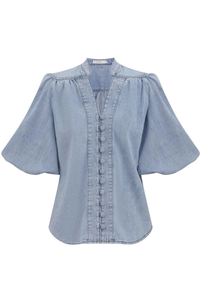 Lucky Denim Blouse-ZIMMERMANN-Boyds Philadelphia