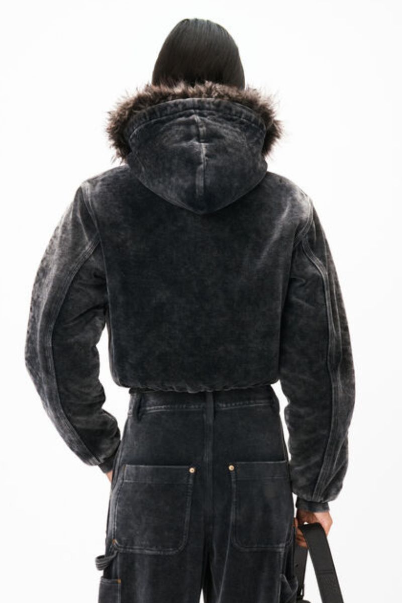 Zip-up Velour Hoodie-Alexander Wang-Boyds Philadelphia