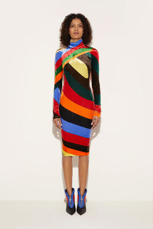 Iride-Print Velvet Dress-PUCCI-Boyds Philadelphia