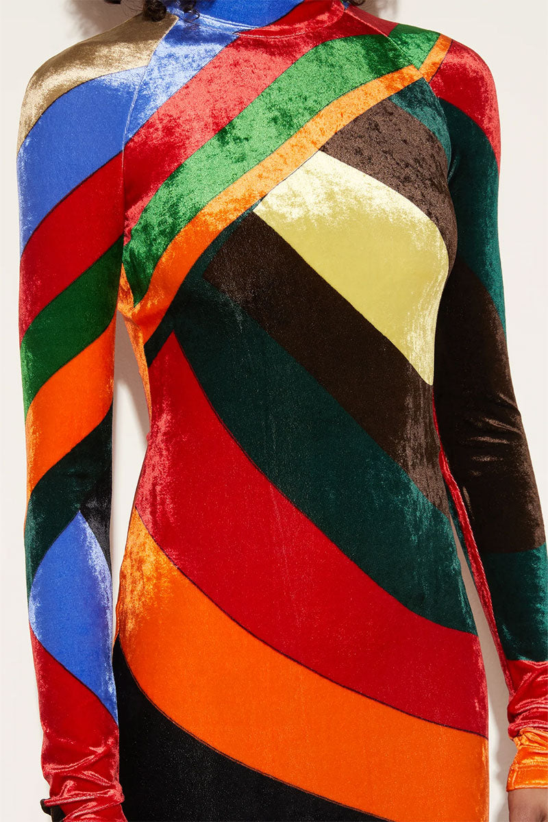 Iride-Print Velvet Dress-PUCCI-Boyds Philadelphia