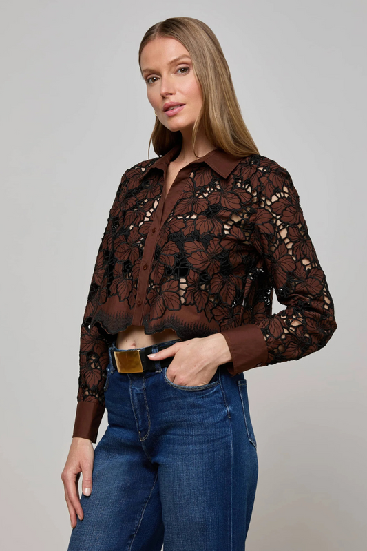 Seychelle Cropped Eyelet Blouse-L'AGENCE-Boyds Philadelphia