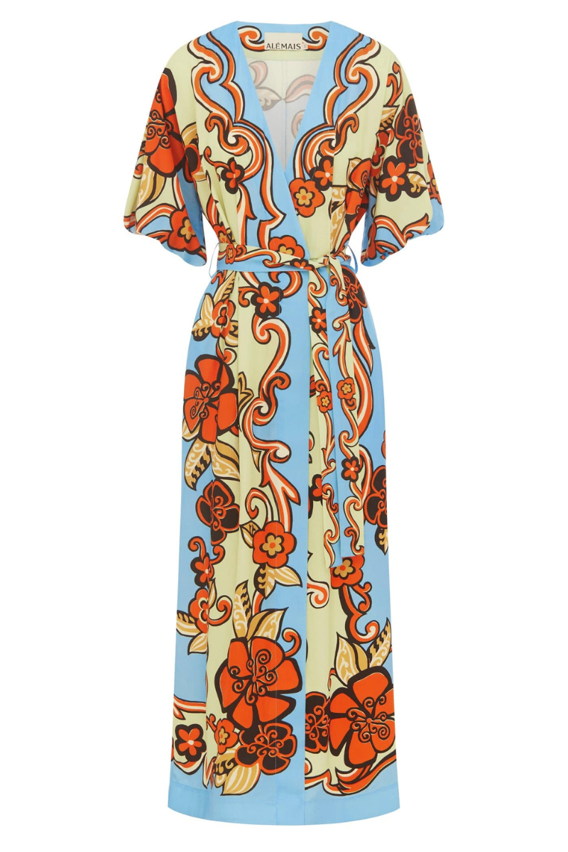 Ondine Wrap Midi Dress, Sky / 2 Ondine Wrap Midi Dress, Sky / 2