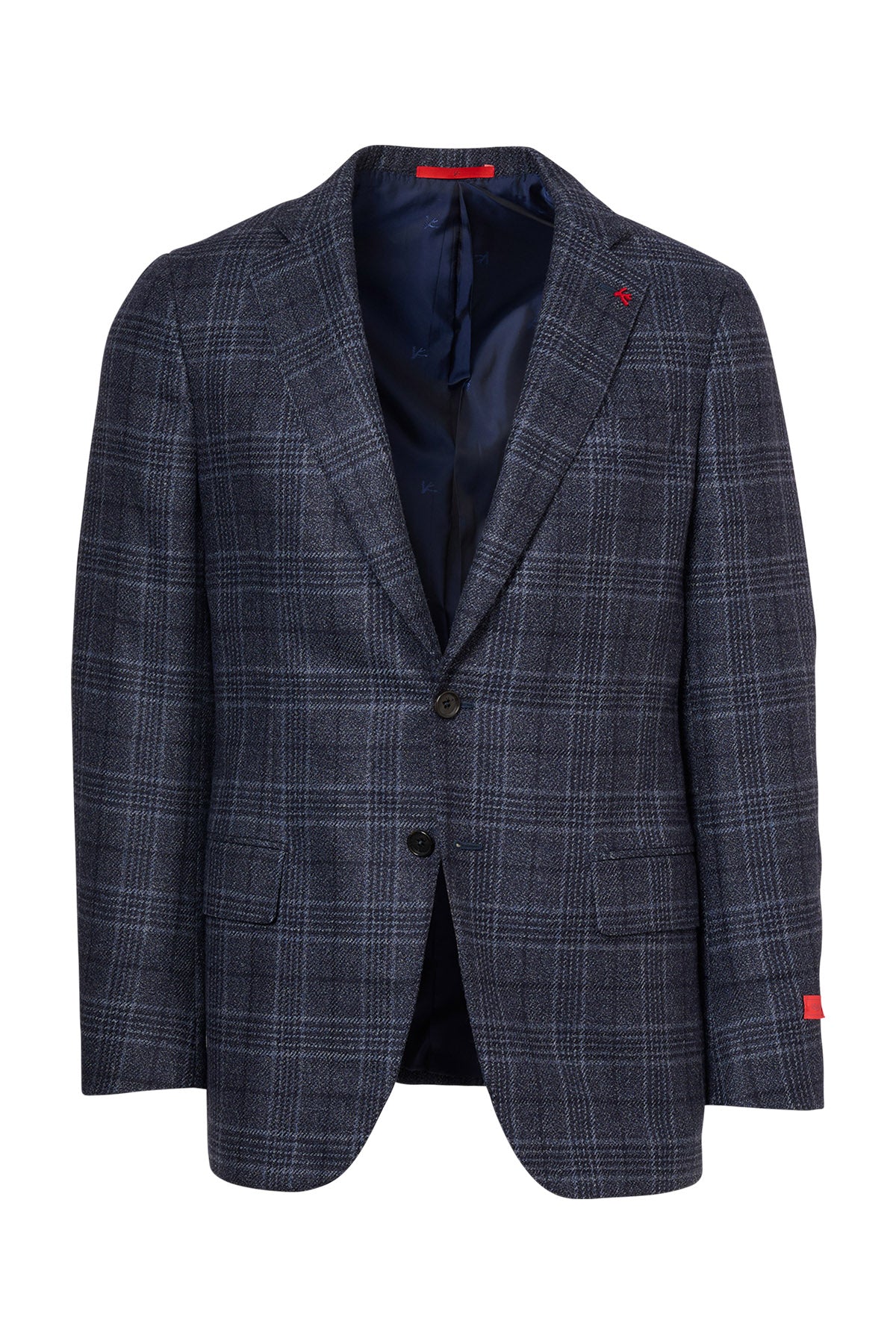 Navy Plaid Notched Lapel Sport Jacket-ISAIA-Boyds Philadelphia