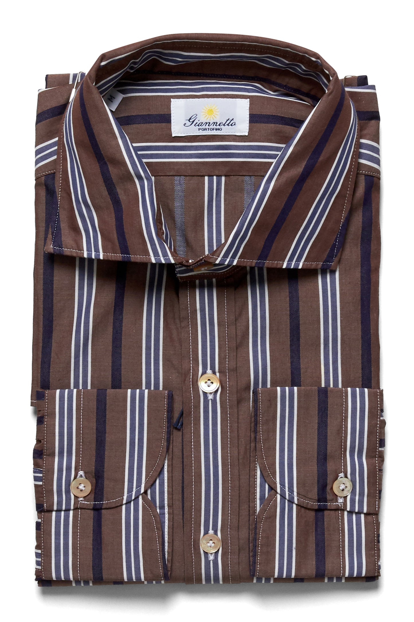 Brown Stripe Shirt-Giannetto Portofino-Boyds Philadelphia