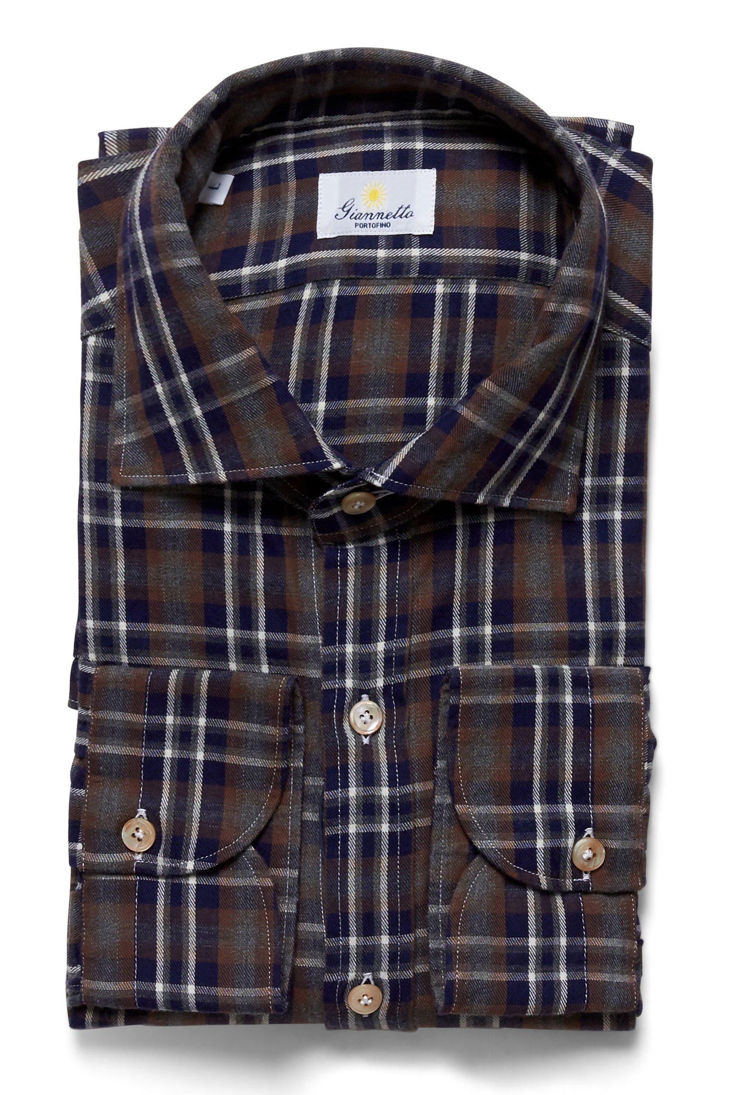 Brushed Cotton Check Shirt-Giannetto Portofino-Boyds Philadelphia