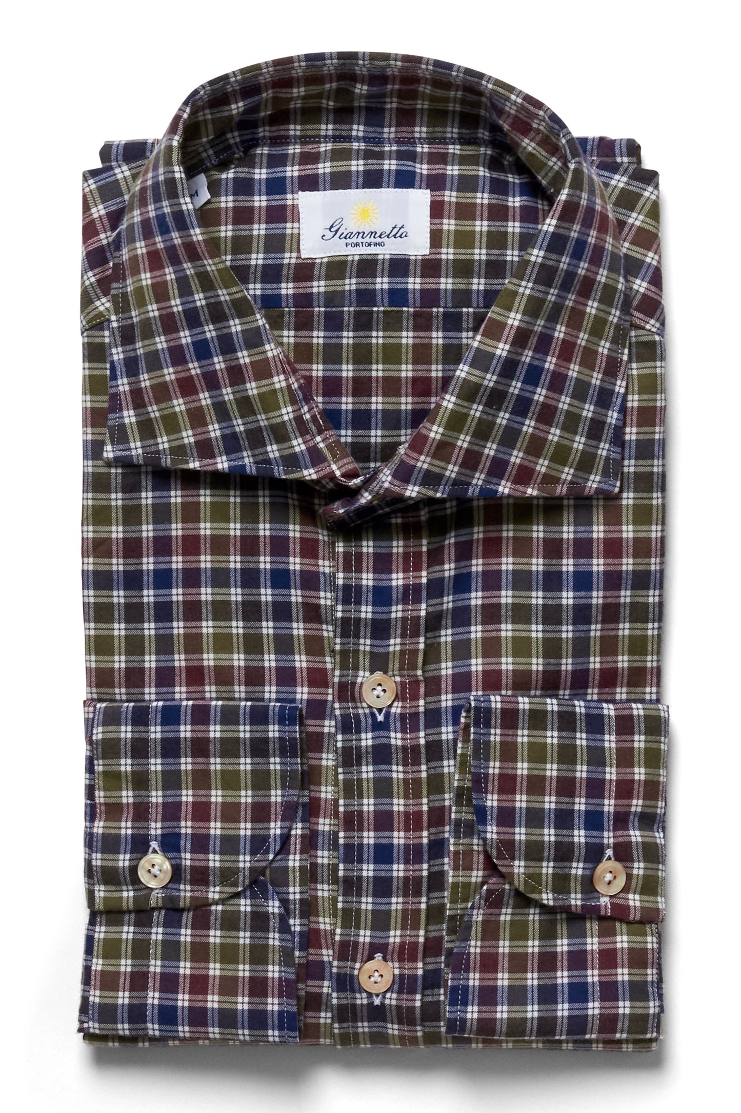 Brushed Cotton Check Shirt-Giannetto Portofino-Boyds Philadelphia
