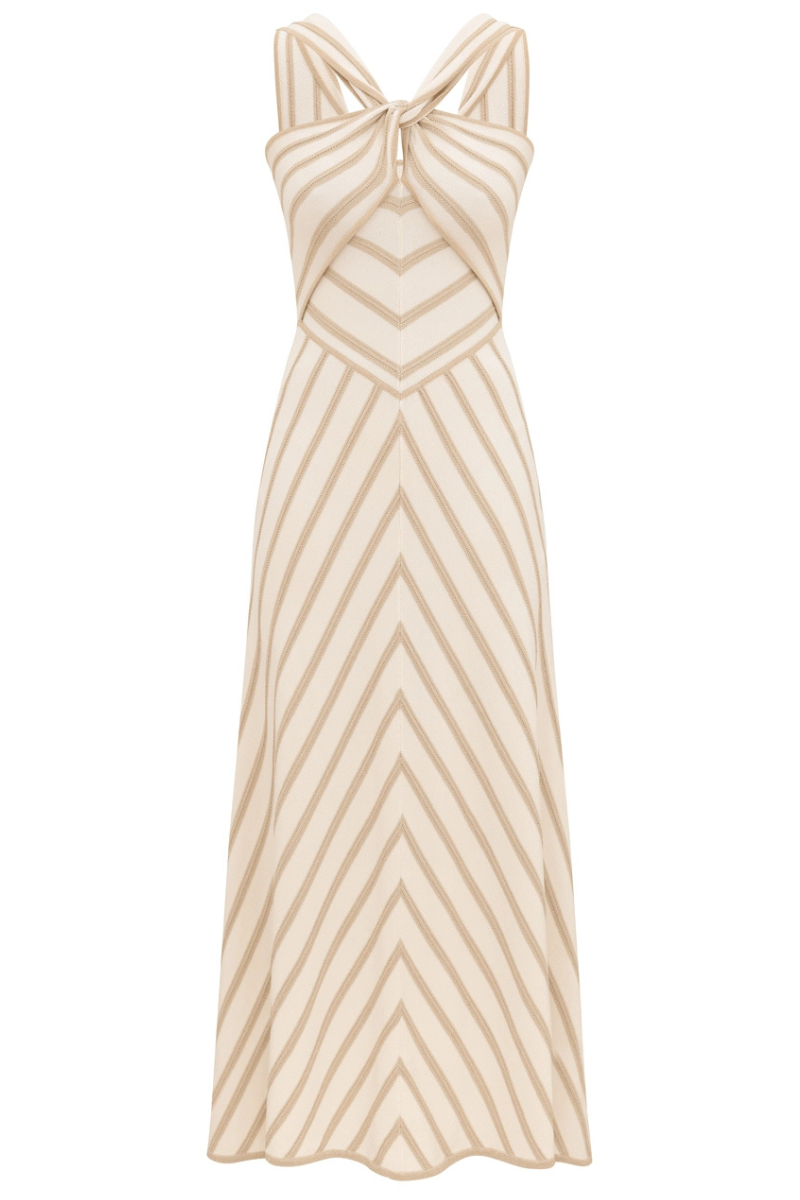 Zimmermann Luna Metallic Halter Dress in Cream - Size 0 / XS Zimmermann Luna Metallic Halter Dress in Cream - Size 0 / XS