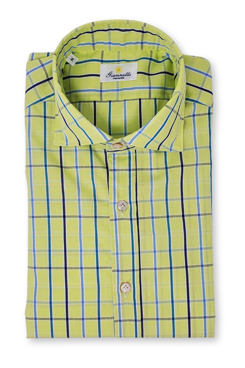 Soft Yellow Plaid Shirt-Giannetto Portofino-Boyds Philadelphia