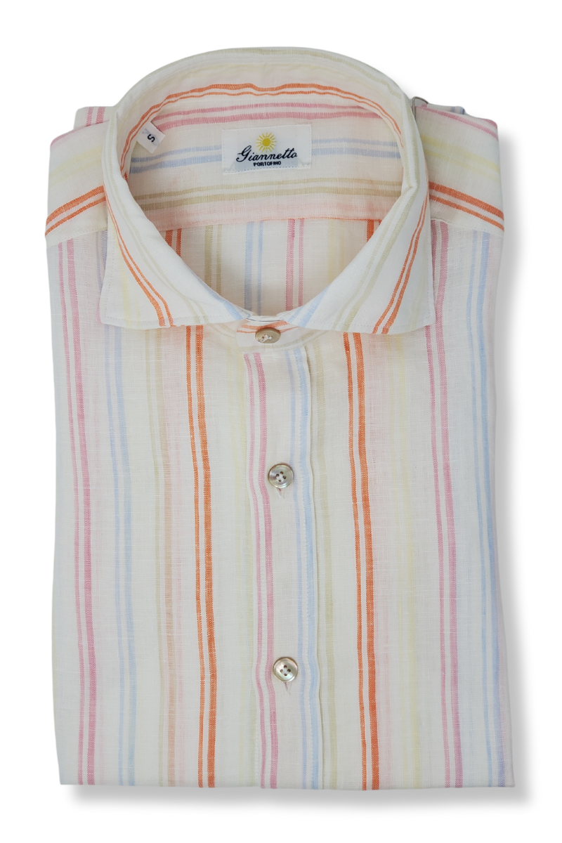 Linen Pin Stripe Shirt-Giannetto Portofino-Boyds Philadelphia