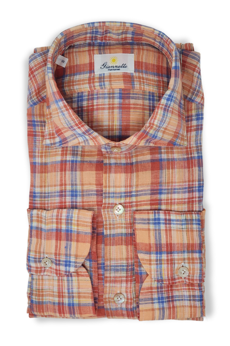 Linen Plaid Shirt-Giannetto Portofino-Boyds Philadelphia