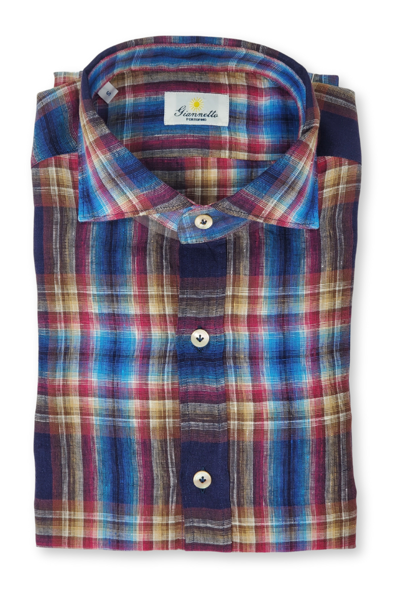 Linen Check Shirt-Giannetto Portofino-Boyds Philadelphia