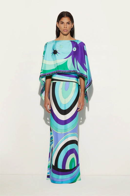 Iride Print Cape Dress-PUCCI-Boyds Philadelphia