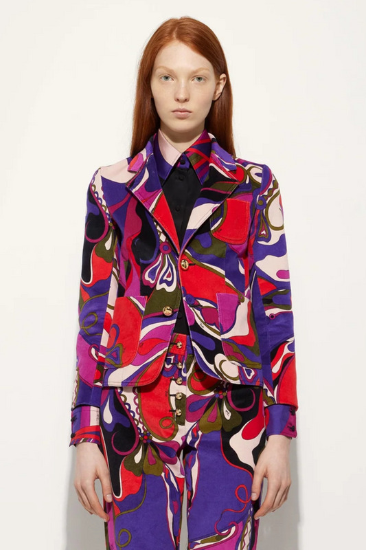 Orchidee Print Velvet Jacket-PUCCI-Boyds Philadelphia