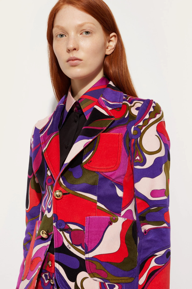 Orchidee Print Velvet Jacket-PUCCI-Boyds Philadelphia