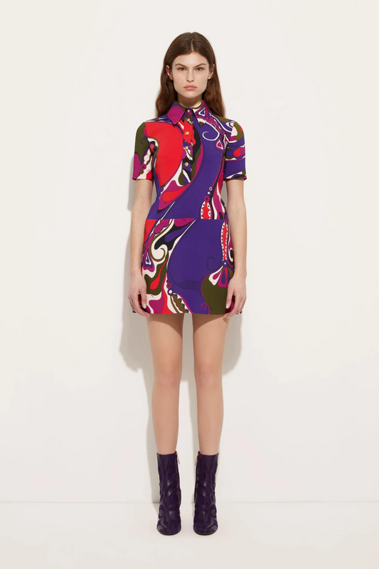 Orchidee Print Short Dress-PUCCI-Boyds Philadelphia
