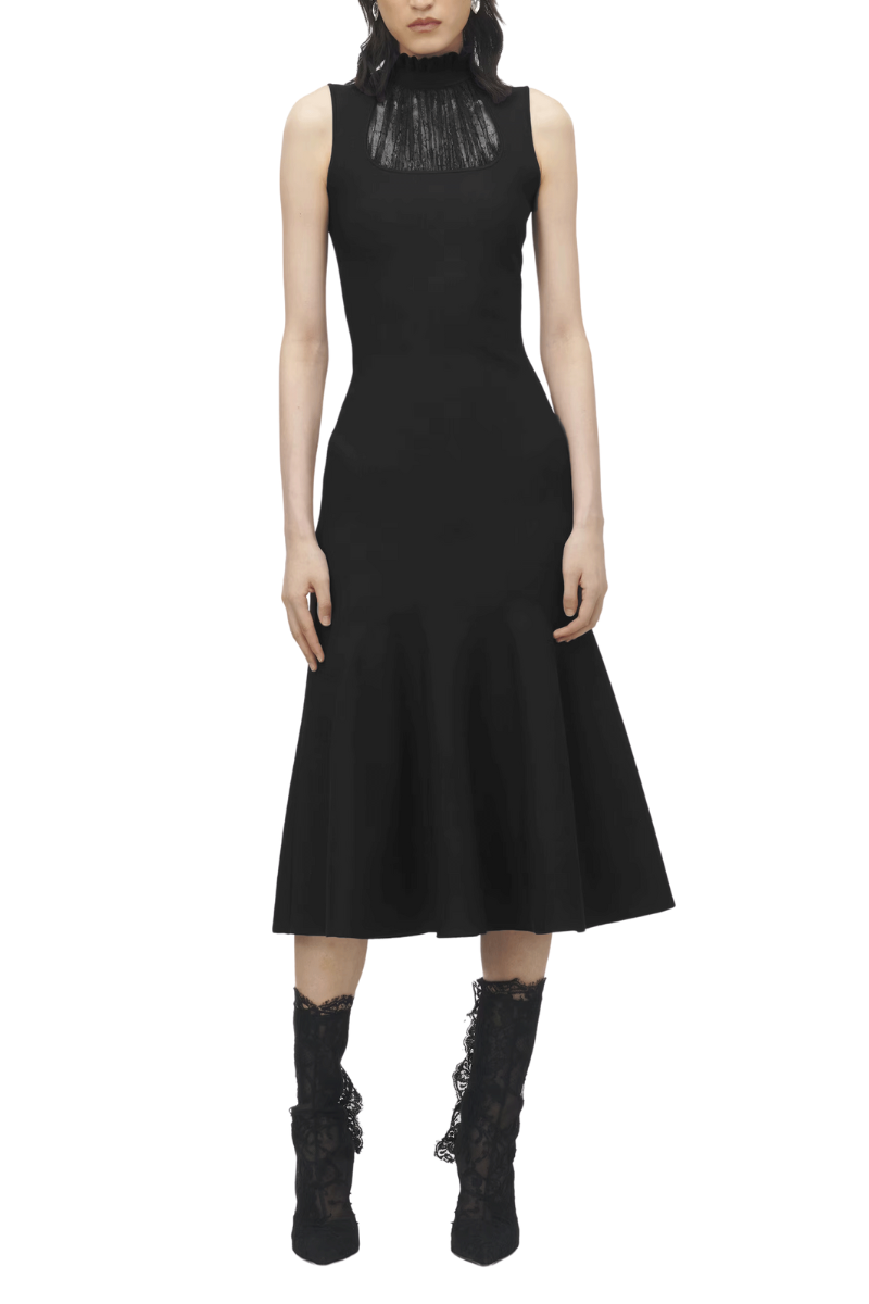 Lace Panel Midi Dress Alexander McQueen Lace Panel Midi Dress Alexander McQueen