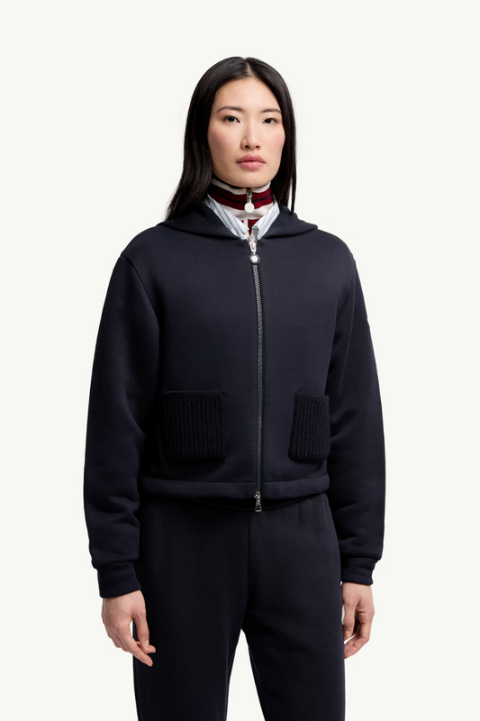 Knit Accent Zip-Up Hoodie-Moncler-Boyds Philadelphia
