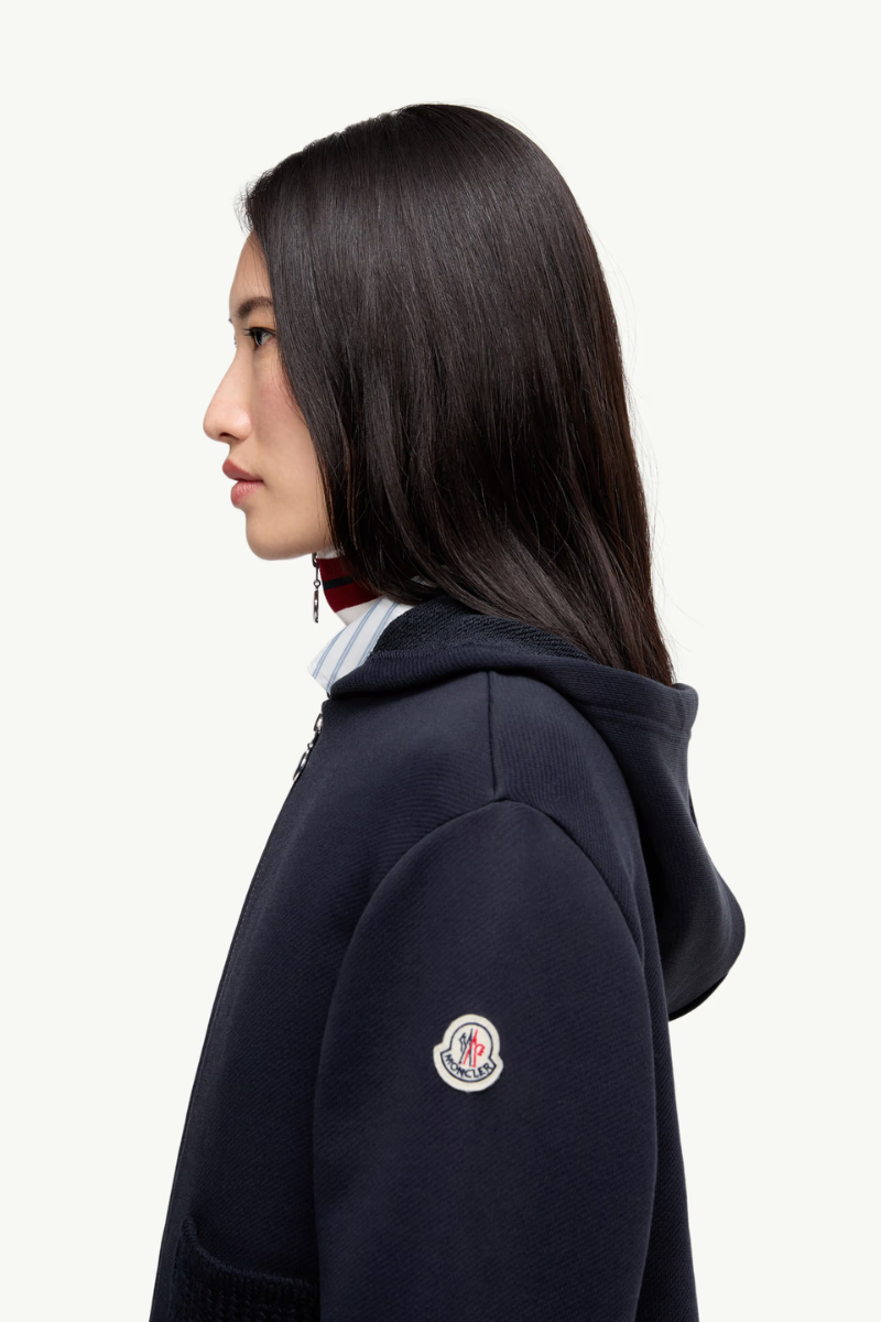 Knit Accent Zip-Up Hoodie-Moncler-Boyds Philadelphia