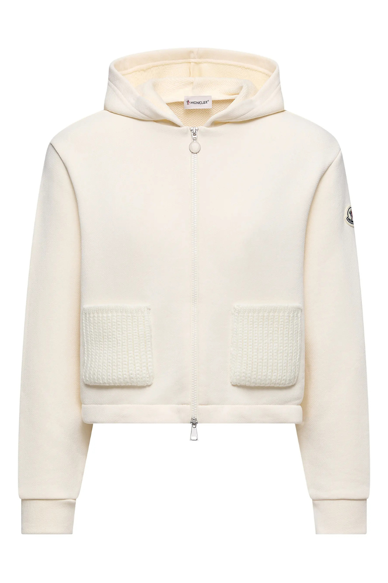 Knit Accent Zip-Up Hoodie-Moncler-Boyds Philadelphia