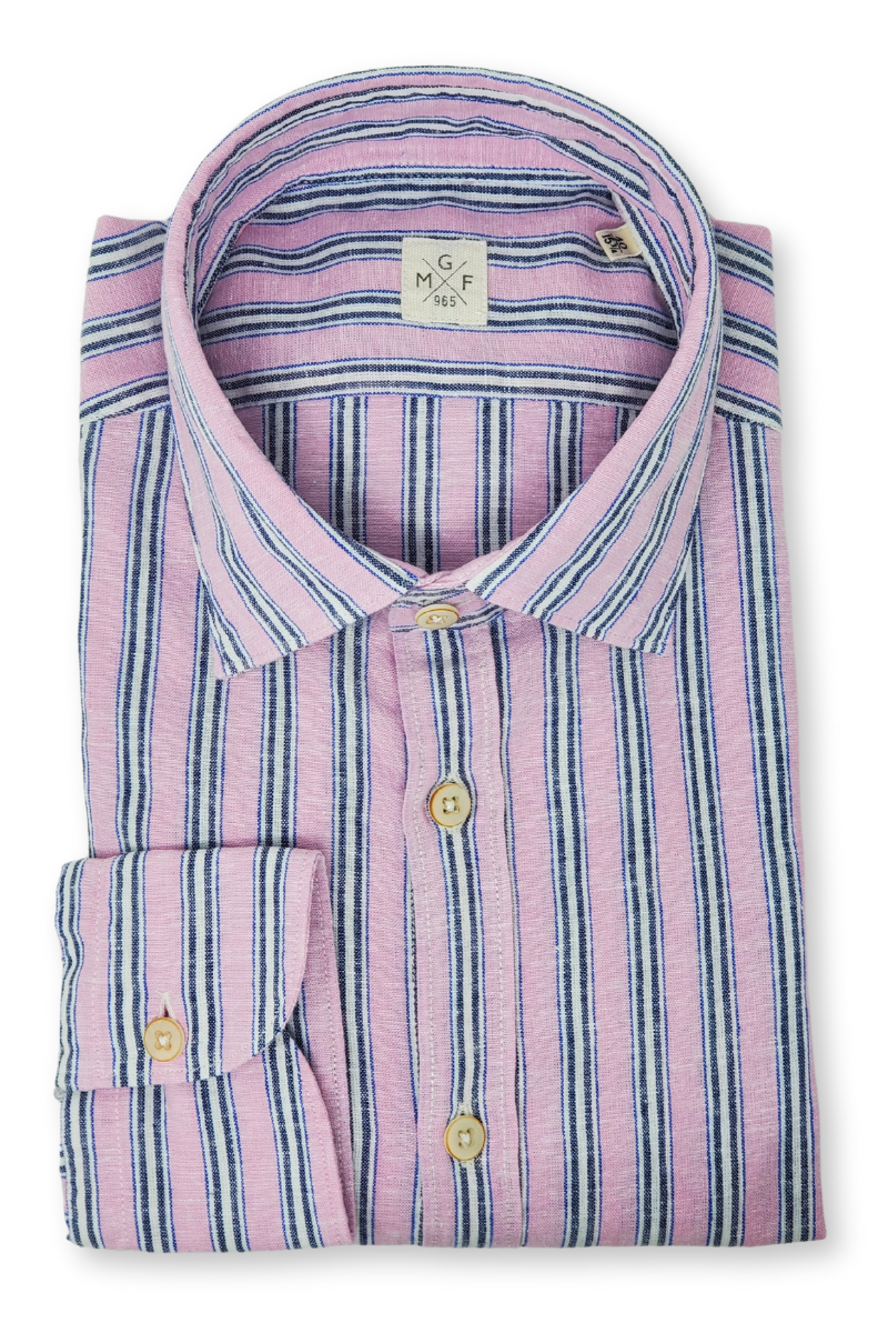 Linen Stripe Shirt-GMF 965-Boyds Philadelphia