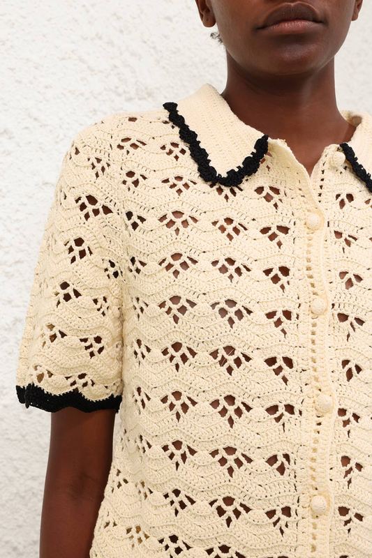 Aster Crochet Polo Top-ZIMMERMANN-Boyds Philadelphia