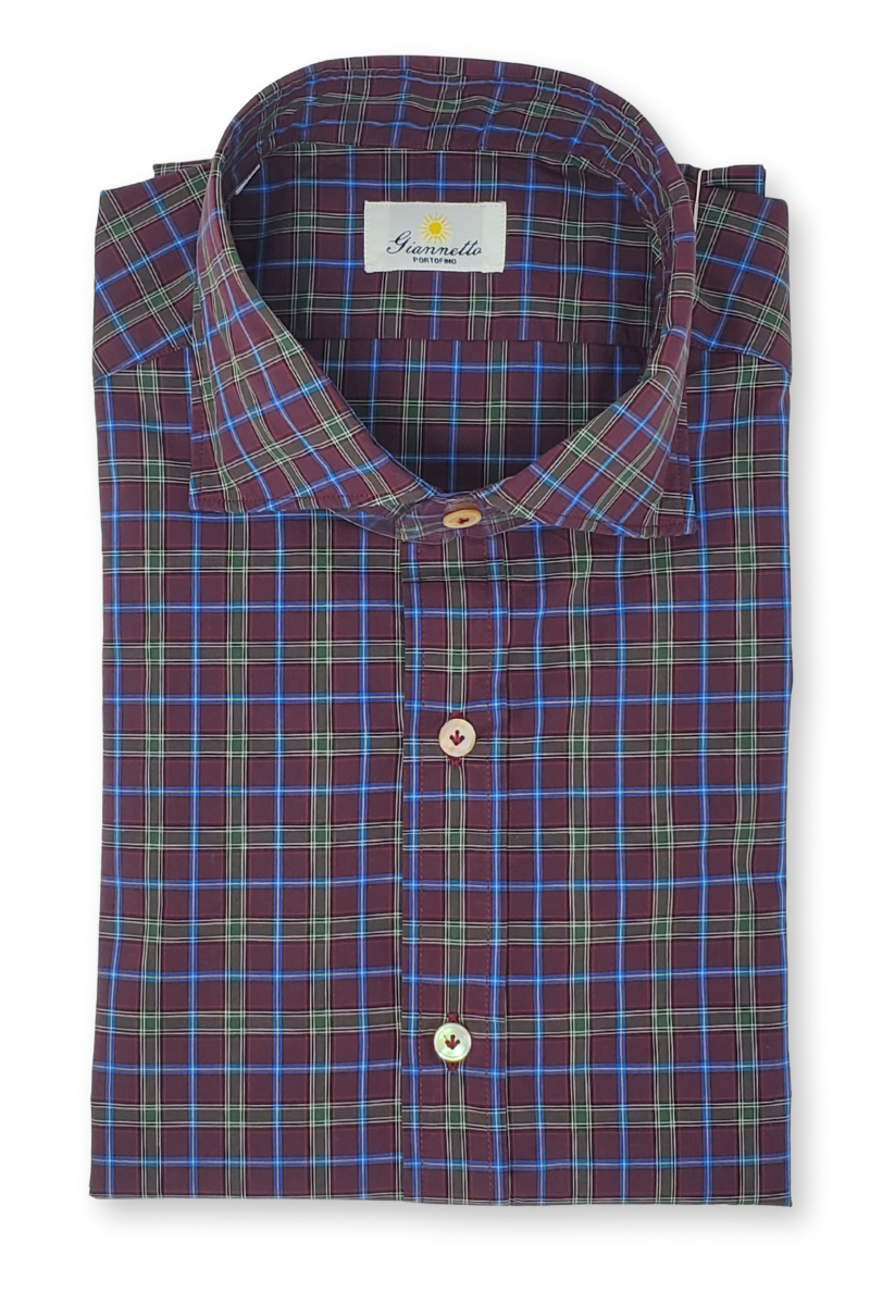 Burgundy Blue Check Shirt-Giannetto Portofino-Boyds Philadelphia